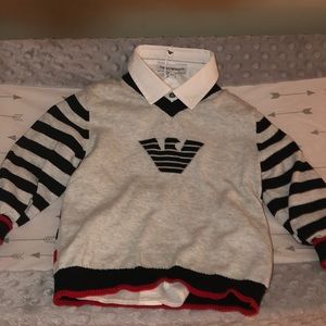 armani kids button up shirt and sweater